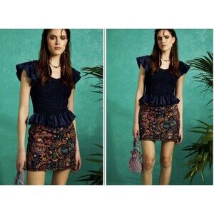 Love the‎ Label Couture Daphne Lux Jersey Sequined Mini Skirt LARGE Multicolor